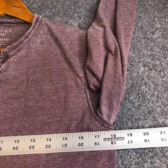 Lucky Brand Shirt Mens Small Red Wine Henley Long Sleeve Venice Burnout Baja - Picture 5 of 8